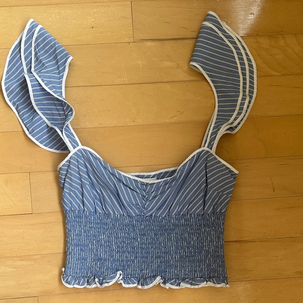 Likely Blue and White Striped Tank Top